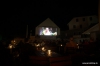 Open-Air-Kino schön bei Kerzenlicht.