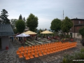Das Open-Air-Kino am Tag im Biergarten des Restaurant Auerhahn.