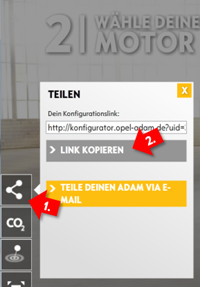 Adam-Konfigurator - "Teilen"-Funktion