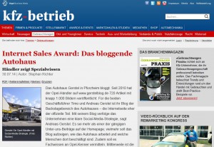 Screenshot kfz-betrieb "Das bloggende Autohaus"