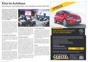 Anzeige & PR-Text Autohauskino 2015