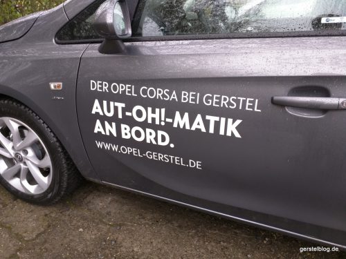 Opel Corsa "Aut-OH!-matik an Bord."